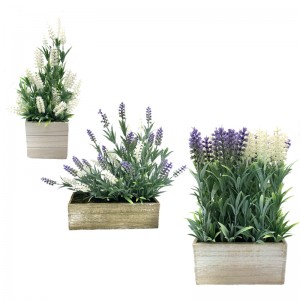 Kunstig bordplade Dekoration Træpot Plante Hjemmeindretning Lavendel blomsterarrangementer