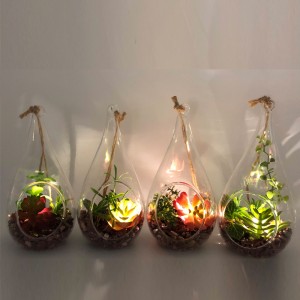 LED-glasplade Dekorative kunstige sukkulente planter med klodevisvase