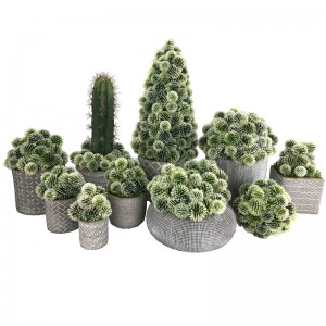 Kunstig kaktuskugle i dekorativ gryde sukkulent dekoration til hjemmet eller på kontoret